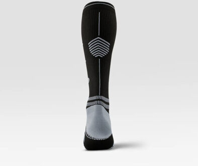 running knee high socks men compressiekous heren black/black/white - maat 43-47 Zwart