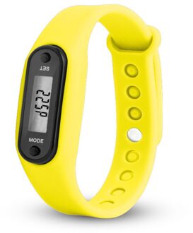 Running Stappen Calorie Counter Sport Smart Horloge Armband Digitale Lcd Stappenteller Display Fitness Meter Stap Tracker geel