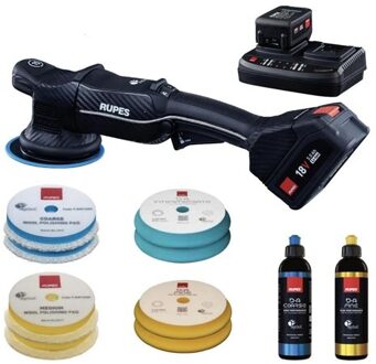 Rupes HLR15/CB2/BAS iBrid Bigfoot Excentrische Polijstmachine Set 125mm 18V 5.0Ah Li-Ion RUHLR15CB2BAS