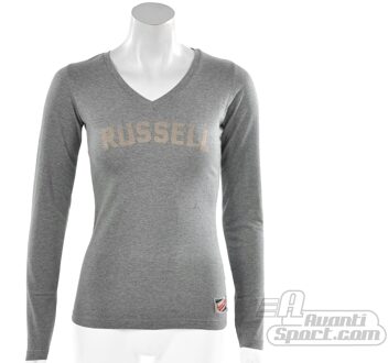 Russell Athletic Deep V-Neck Long Sleeve Tee - Sportshirt - Vrouwen - Maat XS - Grijs