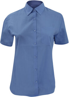 Russell Athletic Russell Collectie Dames/Dames Korte Mouwen Poly-Katoen Easy Care Poplin Shirt (Bedrijfsblauw) - maat