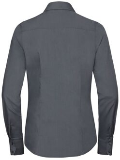 Russell Athletic Russell Collectie Dames/Dames Lange Mouwen Poly-Katoen Gemakkelijk Onderhoud Gepaste Poplin Shirt (Konvooi Grijs) Donkergrijs - XL