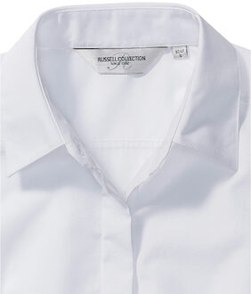 Russell Athletic Russell Collectie Dames/Dames Lange Mouwen Poly-Katoen Gemakkelijk Onderhoud Gepaste Poplin Shirt (Wit) - XS
