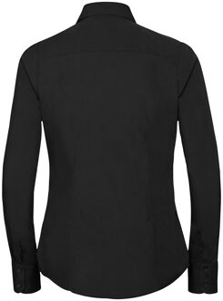 Russell Athletic Russell Collectie Dames/Dames Lange Mouwen Poly-Katoen Gemakkelijk Onderhoud Gepaste Poplin Shirt (Zwart)