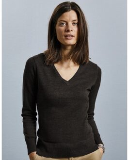 Russell Athletic Russell Collectie Dames/Dames V-hals gebreide trui (Houtskool mergel) - 2XL