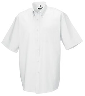 Russell Athletic Russell Collectie Heren Korte Mouw Easy Care Oxford Shirt (Wit) - 19 inch