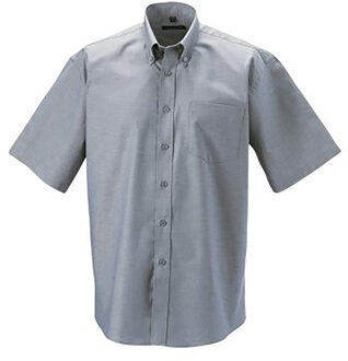 Russell Athletic Russell Collectie Heren Korte Mouw Easy Care Oxford Shirt (Zilvergrijs) - maat 17 inch