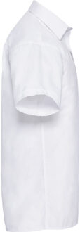 Russell Athletic Russell Collectie Heren Korte Mouwen Poly-Katoen Easy Care Poplin Shirt (Wit)