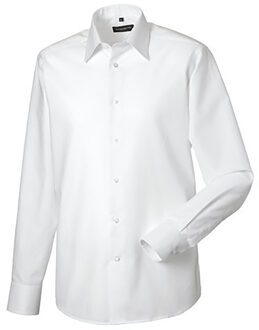 Russell Athletic Russell Collectie Heren Lange Mouw Easy Care op maat gemaakt Oxford Shirt (Wit) - maat 15 inch