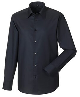 Russell Athletic Russell Collectie Heren Lange Mouw Easy Care op maat gemaakt Oxford Shirt (Zwart) - maat 16 inch