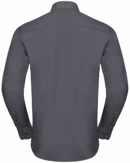 Russell Athletic Russell Collectie Heren Lange Mouw Poly-Katoen Gemakkelijke Verzorging op maat gemaakt Poplin Shirt (Konvooi Grijs) Donkergrijs
