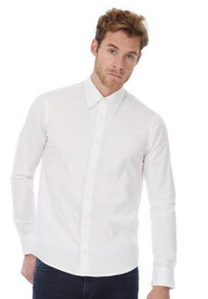 Russell Athletic Russell Collectie Heren Lange Mouw Poly-Katoen Gemakkelijke Verzorging op maat gemaakt Poplin Shirt (Wit)