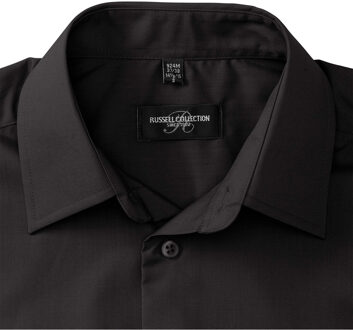 Russell Athletic Russell Collectie Heren Lange Mouw Poly-Katoen Gemakkelijke Verzorging op maat gemaakt Poplin Shirt (Zwart) - maat S