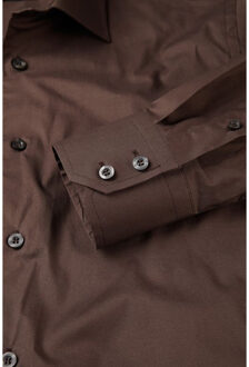 Russell Athletic Russell Collectie Heren Lange Mouwen Gemakkelijk Onderhoud Aangepast Shirt (Chocolade) - maat 16 inch Chocoladebruin