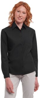 Russell Athletic Russell Collection Dames/Dames Katoen Popeline Easy-Care Formeel Overhemd Met Lange Mouwen (Zwart) - XS