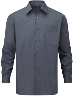 Russell Athletic Russell Collection Dames/Dames Popeline Shirt Met Lange Mouwen (Konvooi Grijs) - maat Donkergrijs