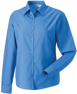 Russell Athletic Russell Collection Dames/Dames Poplin Easy-Care Formeel Overhemd Met Lange Mouwen (Bedrijfsblauw) - maat