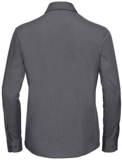 Russell Athletic Russell Collection Dames/Dames Poplin Easy-Care Formeel Overhemd Met Lange Mouwen (Konvooi Grijs) Donkergrijs - XL