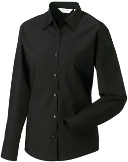 Russell Athletic Russell Collection Dames/Dames Poplin Easy-Care Formeel Overhemd Met Lange Mouwen (Zwart) - maat