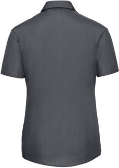 Russell Athletic Russell Collection Dames/Dames Poplin Easy-Care Overhemd met Korte Mouwen (Konvooi Grijs) Donkergrijs - 2XL