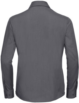 Russell Athletic Russell Collection Dames/Dames Poplin Easy-Care Overhemd met Lange Mouwen (Konvooi Grijs) Donkergrijs - 3XL