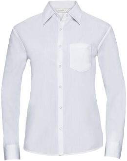 Russell Athletic Russell Collection Dames/Dames Poplin Easy-Care Overhemd met Lange Mouwen (Wit)
