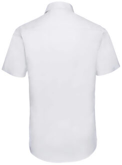 Russell Athletic Russell Collection Heren Easy-Care Fitted Overhemd met korte mouwen (Wit) - 14.5 inch