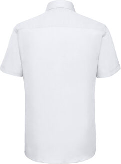 Russell Athletic Russell Collection Heren Effen Oxford Easy-Care Overhemd met Korte Mouwen (Wit)