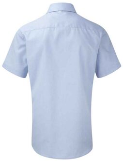 Russell Athletic Russell Collection Heren Mini visgraat Easy-Care Formeel Overhemd met Korte Mouwen (Lichtblauw) - 18 inch
