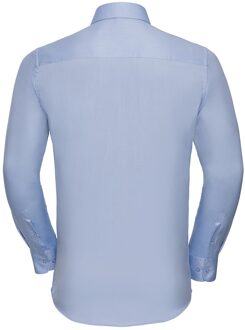 Russell Athletic Russell Collection Heren overhemd met lange mouwen in visgraatmotief (Lichtblauw) - 18.5 inch