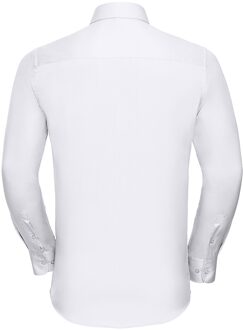 Russell Athletic Russell Collection Heren overhemd met lange mouwen in visgraatmotief (Wit) - 15.5 inch