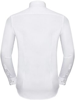 Russell Athletic Russell Collection Heren Overhemd met lange mouwen in visgraatmotief (Wit/Zilver/Convoy Grijs) Wit Zilver - 18 inch