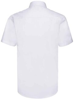 Russell Athletic Russell Collection Heren overhemd met visgraatmotief en korte mouwen (Wit) - 16.5 inch