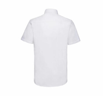 Russell Athletic Russell Collection Heren Oxford Easy-Care Getailleerde Overhemd met Korte Mouwen (Wit) - 17 inch