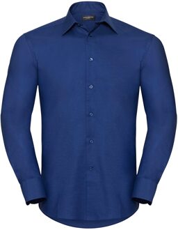 Russell Athletic Russell Collection Heren Oxford Easy-Care Getailleerde Overhemd met Lange Mouwen (Helder Koningsblauw) Navy/blauw - 16.5 inch