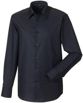 Russell Athletic Russell Collection Heren Oxford Easy-Care Getailleerde Overhemd met Lange Mouwen (Zwart) - 17 inch