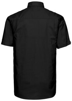 Russell Athletic Russell Collection Heren Oxford Easy-Care overhemd met korte mouwen (Zwart)
