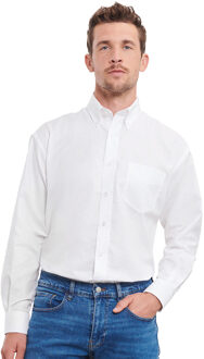 Russell Athletic Russell Collection Heren Oxford Easy-Care overhemd met lange mouwen (Wit) - 20