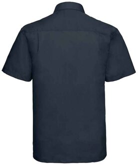 Russell Athletic Russell Collection Heren Poplin Easy-Care Formeel Overhemd met Korte Mouwen (Franse marine) Navy - 17 inch