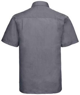 Russell Athletic Russell Collection Heren Poplin Easy-Care Formeel Overhemd met Korte Mouwen (Konvooi Grijs) Donkergrijs - 16 inch