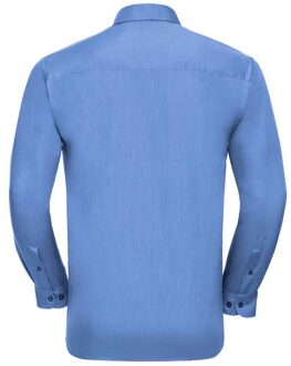 Russell Athletic Russell Collection Heren Poplin Easy-Care Formeel Overhemd met Lange Mouwen (Bedrijfsblauw)