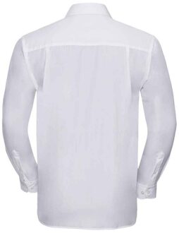 Russell Athletic Russell Collection Heren Poplin Easy-Care Formeel Overhemd met Lange Mouwen (Wit)