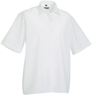 Russell Athletic Russell Collection Heren Poplin Easy-Care overhemd met korte mouwen (Wit) - 19.5 inch
