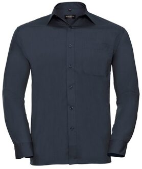 Russell Athletic Russell Collection Heren Poplin Easy-Care overhemd met lange mouwen (Franse marine) Navy - 2XL