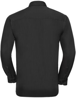 Russell Athletic Russell Collection Heren Poplin Easy-Care overhemd met lange mouwen (Zwart) - XL