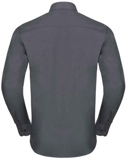 Russell Athletic Russell Collection Heren Poplin Getailleerd Overhemd met Lange Mouwen (Konvooi Grijs) Donkergrijs - 2XL