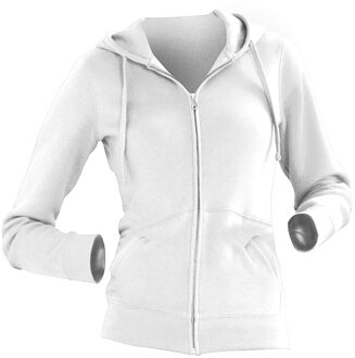 Russell Athletic Russell Dames Premium Authentieke Hoodie met rits (3-laagse stof) (Wit) - maat S