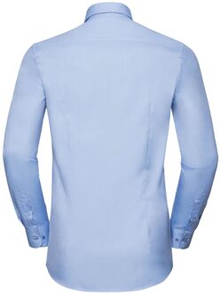 Russell Athletic Russell Heren Formeel Overhemd met Contrast Visgraatsteek Getailleerde Lange Mouwen (Lichtblauw/Middenblauw/Bright Navy)