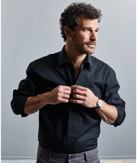 Russell Athletic Russell Heren Lange Mouw Zuiver Katoenen Werkhemd (Zwart)