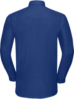 Russell Athletic Russell Heren Oxford Easy-Care overhemd met lange mouwen (Helder Koningsblauw) Navy/blauw